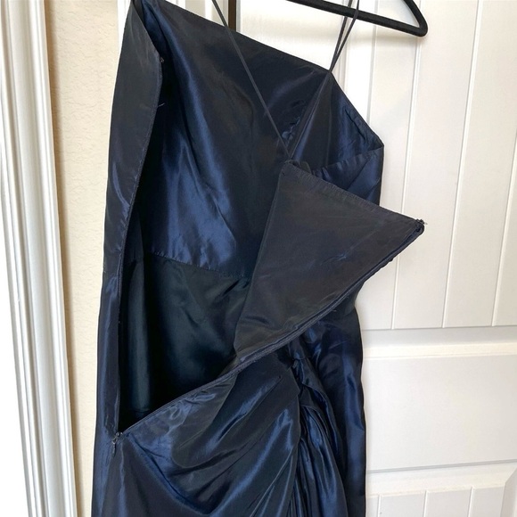 Vintage Vera Wang Minimalist Black Blue Taffeta Formal Gown Evening Dress Size 4 - Picture 13 of 13
